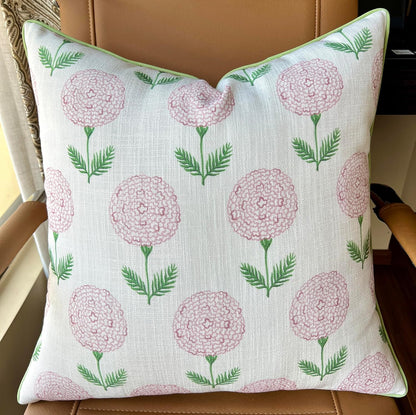 Blush Pink Botanical Print Throw Pillow Cover - 20x20 Inch Cotton Blend - Konkan Floral