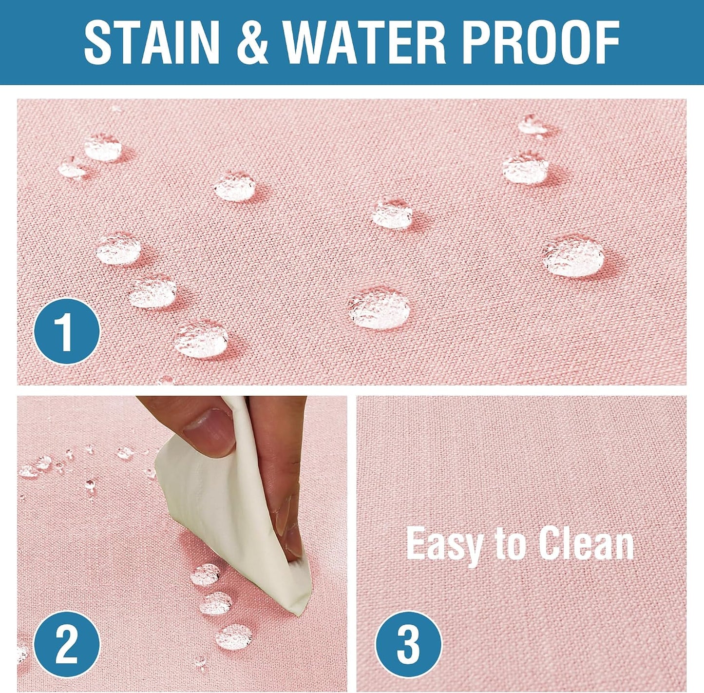 H.VERSAILTEX Linen Textured Table Cloths Round 70 Inch Premium Solid Tablecloth Spill-Proof Waterproof Table Cover for Dining Buffet Feature Extra Soft and Thick Fabric Wrinkle Free, Baby Pink