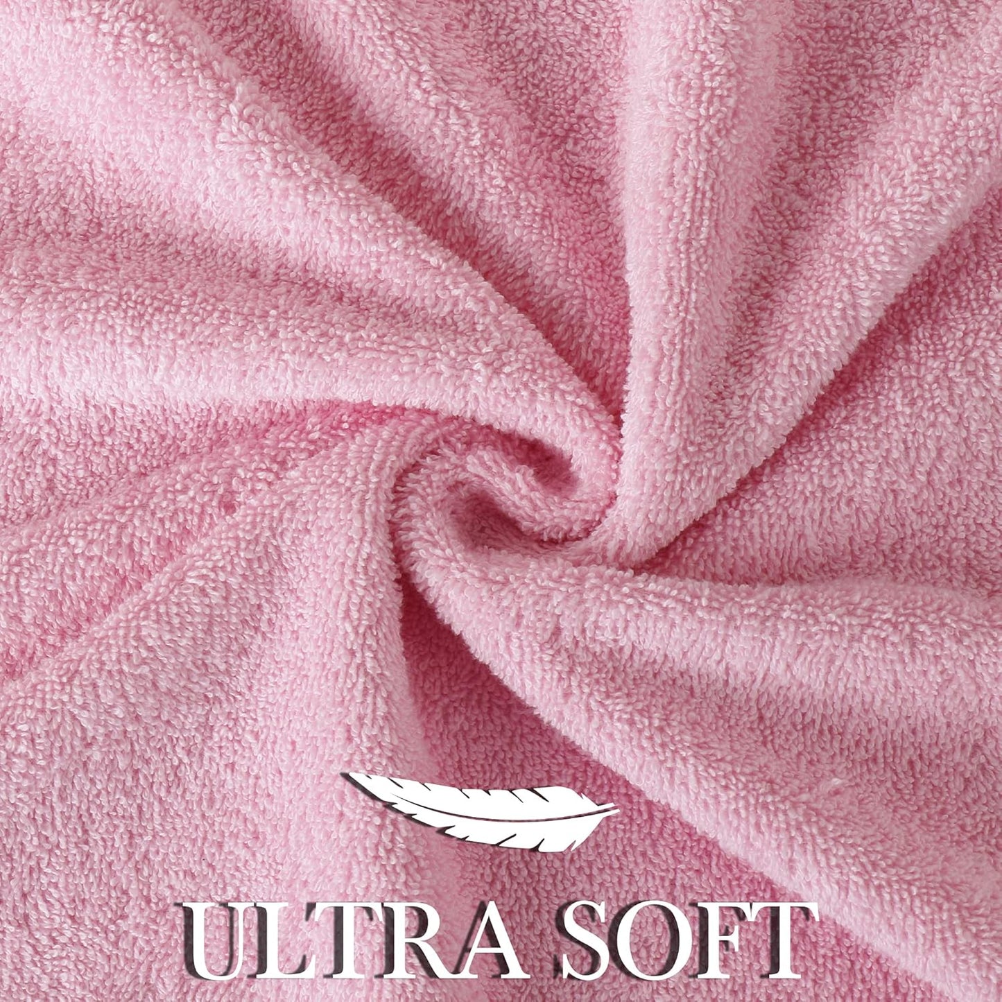 Luxury Cotton Bath Towel Set - 6 Piece - Pink - 100% Cotton - Quick Dry, Absorbent, Plush, Soft - Home, Hotel, Pool, Shower Towels