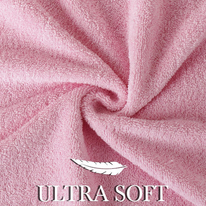 Luxury Cotton Bath Towel Set - 6 Piece - Pink - 100% Cotton - Quick Dry, Absorbent, Plush, Soft - Home, Hotel, Pool, Shower Towels
