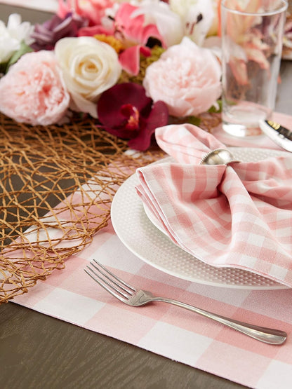 DII Gingham Check Tabletop Collection, Pink, Placemat Set