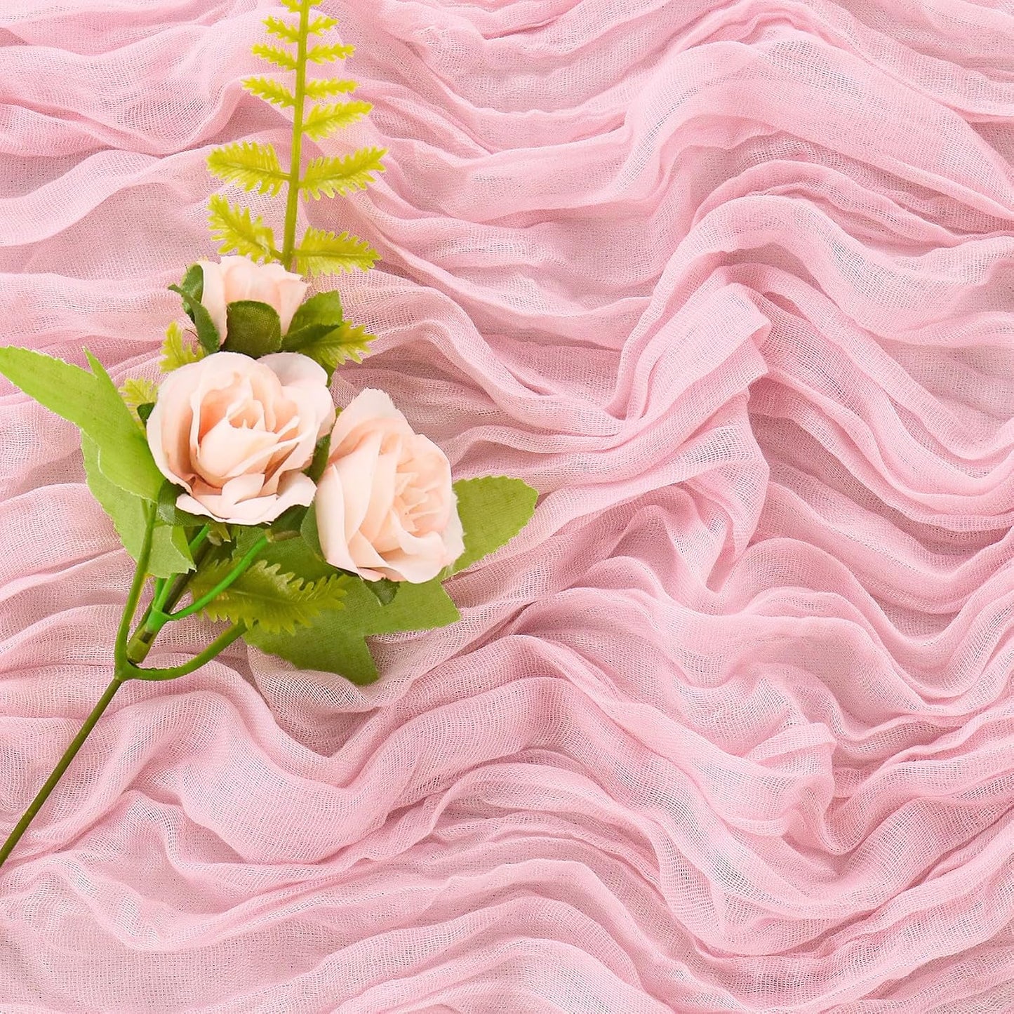 Pink 10FT Cheesecloth Table Runner Boho Gauze Fabric Table Runner Rustic Sheer Runner for Wedding Bridal Baby Shower Birthday Party Boho Table Decor（1 Pack Pink）