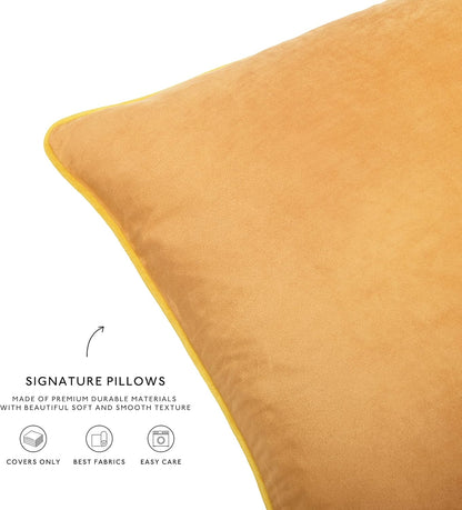 MONDAY MOOSE Decorative Throw Pillow Covers Cushion Cases, Set of 2 Soft Velvet Modern Double-Sided Designs, Mix and Match for Home Decor, Pillow Inserts Not Included (18x18 inch, Yellow/Pink)