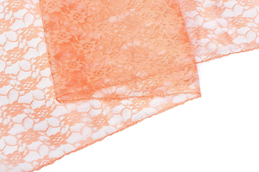 VDS 10 Yards Continuous, 56" Width, Peach Lace Fabric for Wedding Party Decoration Floral Pattern Raschel Vintage Lace Trim Bridal Dress DIY Crafts Art Costume Sewing Backdrop Arch Table Drape