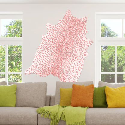 Leopard Print Rug, Animal Print 4.6x5.2 Feet Cowhide Rug for Living Room Bedroom Cow Hide Cheetah Faux Fake Antelope Deer Western Rustic Pink (Pink, 4.6x5.2ft)