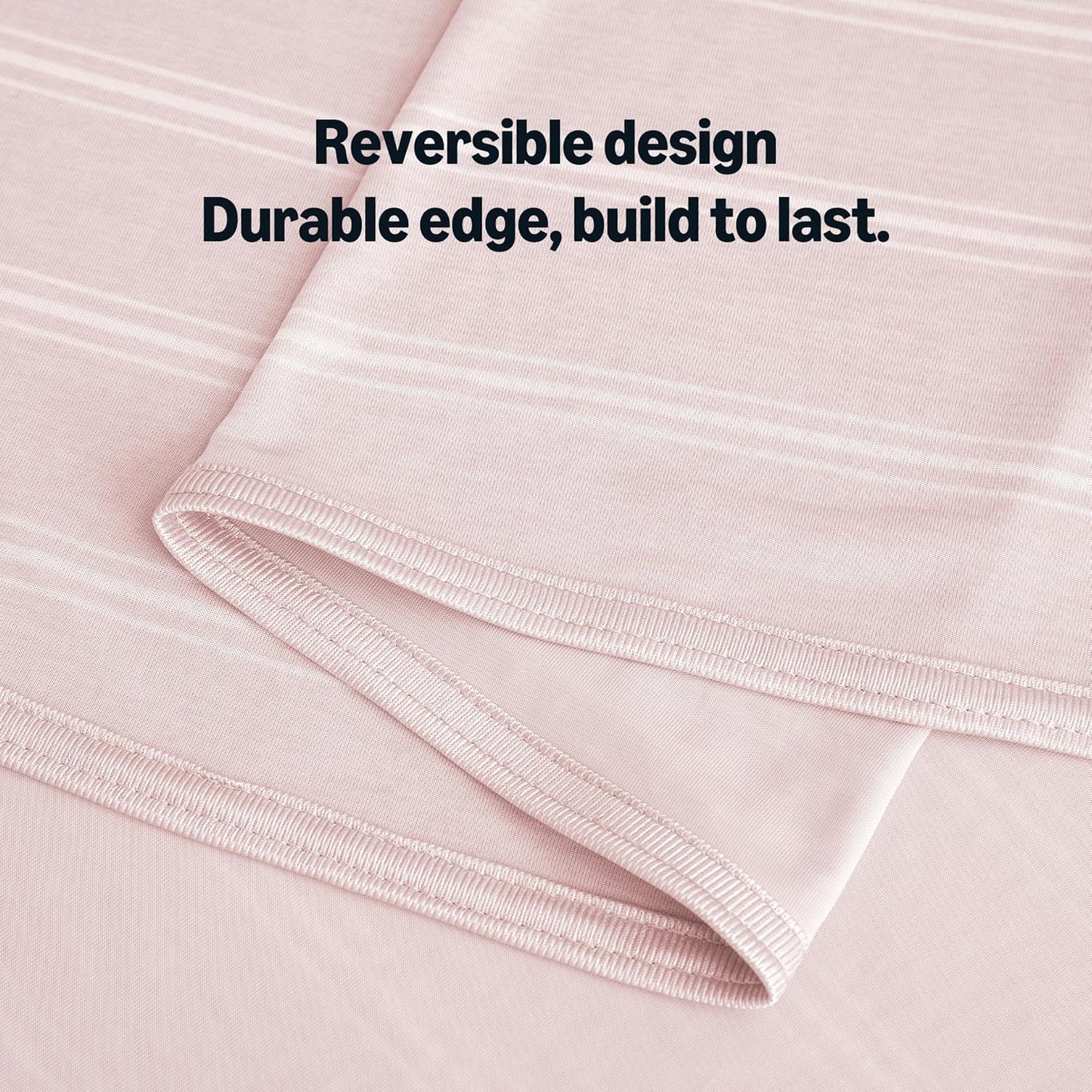 Amazon Basics Striped Cooling Blanket for Hot Sleepers, Reversible Lightweight Thin Throw Blanket for Bed, Couch and Sofa, Throw (50" x 70"), Pink Striped