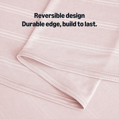 Amazon Basics Striped Cooling Blanket for Hot Sleepers, Reversible Lightweight Thin Throw Blanket for Bed, Couch and Sofa, Throw (50" x 70"), Pink Striped