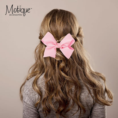 5.5 Inch Grosgrain Hair Bow Clip For Women And Girls (Light Pink)