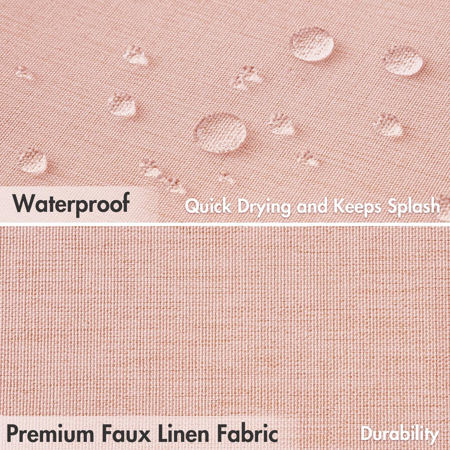MIULEE 84" Long Scalloped Shower Curtain Linen Textured with 12 Metal Hooks Cute Extra Long Heavy Duty Washable Waterproof Cloth Curtains with Black Border for Bathroom Hotel Bathtub,Blush Pink