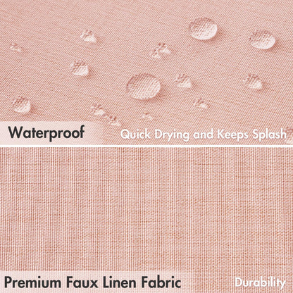 MIULEE 84" Long Scalloped Shower Curtain Linen Textured with 12 Metal Hooks Cute Extra Long Heavy Duty Washable Waterproof Cloth Curtains with Black Border for Bathroom Hotel Bathtub,Blush Pink