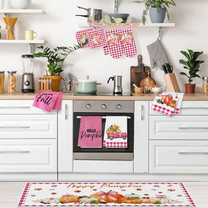 10 Pcs Fall Thanksgiving Pumpkin Kitchen Decor Set Pink