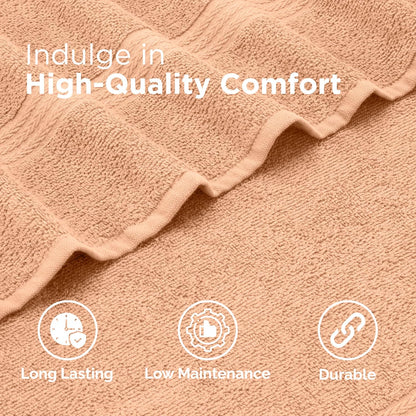 Martex Easy Living Everyday 6-Piece Bathroom Towel Set – 2 Bath Towels, 2 Hand Towels, 2 Wash Cloths – 100% Cotton – Soft & Quick-Dry Towels - Peach