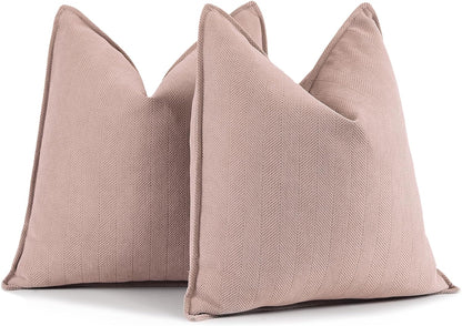 ZWJD Dusty Pink Valentine Pillow Covers 18x18 Set of 2 Chenille Throw Pillow Covers with Elegant Design Soft and Luxurious Decorative Throw Pillows for Couch, Bed, and Home Decor