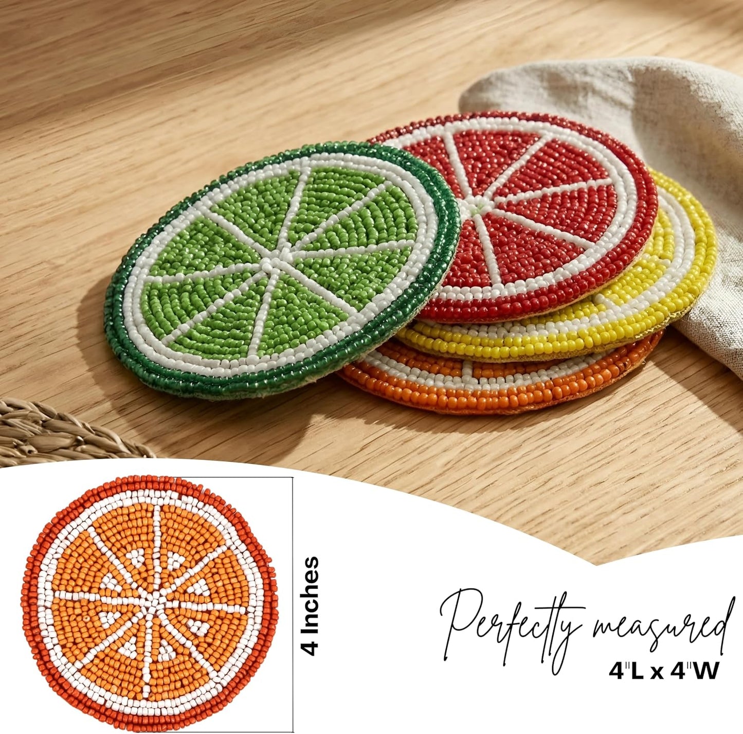 Glass Beads Coasters for Drinks - 12 Pcs Round 4 inch Drink Coaster Thick Absorbent Heat-Resistan - Used for Cold Hot Beverages Glasses Mugs Cups Plants Apartment Decor Bar Table - ALPHA Living HOME