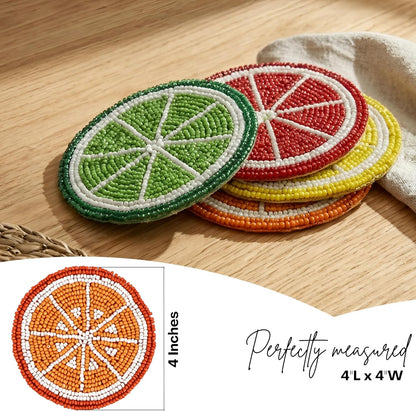 Glass Beads Coasters for Drinks - 12 Pcs Round 4 inch Drink Coaster Thick Absorbent Heat-Resistan - Used for Cold Hot Beverages Glasses Mugs Cups Plants Apartment Decor Bar Table - ALPHA Living HOME