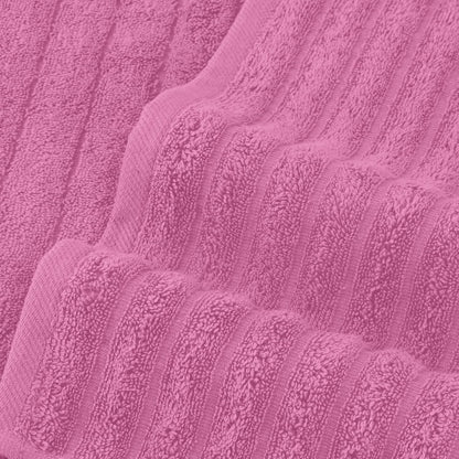 Elegant Comfort 100% Turkish Cotton Corduroy Ribbed Luxury Bath Towels 6-Piece Set, Premium Feel - Quick Dry, Highly Absorbent, Contains 2 Bath Towels, 2 Hand Towels, and 2 Washcloths, Light Pink