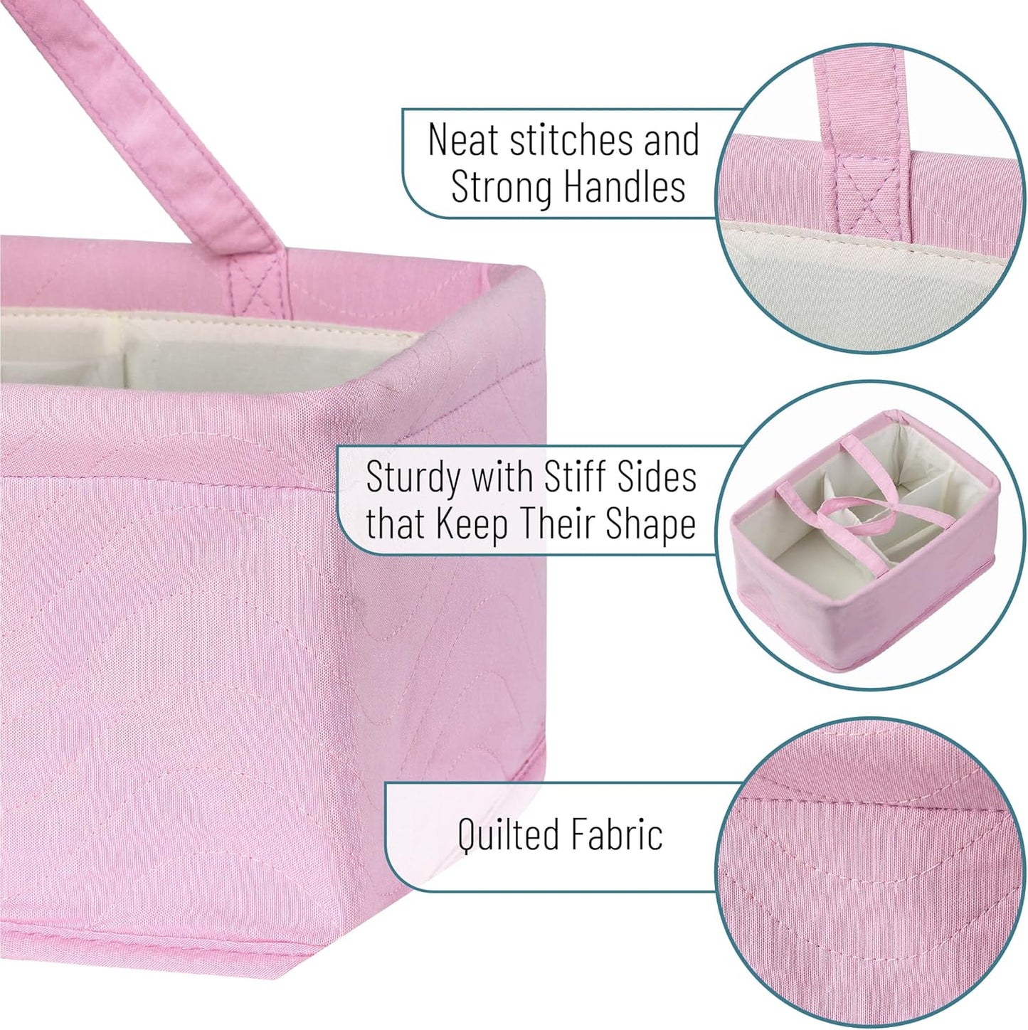 Mr. Pen Baby Diaper Caddy Organizer, Pink Quilted Fabric, Car Diaper Caddy, Portable
