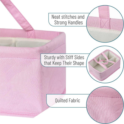 Mr. Pen Baby Diaper Caddy Organizer, Pink Quilted Fabric, Car Diaper Caddy, Portable