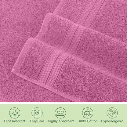 Elegant Comfort Luxury 6-Piece Towel Set, Premium Soft 100% Turkish Cotton, Three Line Popcorn Design 2 Bath Towels, 2 Hand Towels and 2 Washcloths Towel Set - Quick-Drying and Absorbent, Light Pink