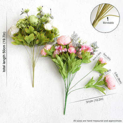 FiveSeasonStuff Artificial Peony Bouquet, Pink, Beige & Green Silk Flowers for Wedding Centerpieces, Bridal Bouquets & Home Decor – Spring Waltz