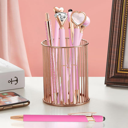 Pink Pens for Women, 6 Pcs Cute Pens Ballpoint Pen Bulk, 1.0mm Medium Point Black Ink, Office and School Supplies Fancy Nice Pen Gifts for Girls Nurse Teacher (Pink)
