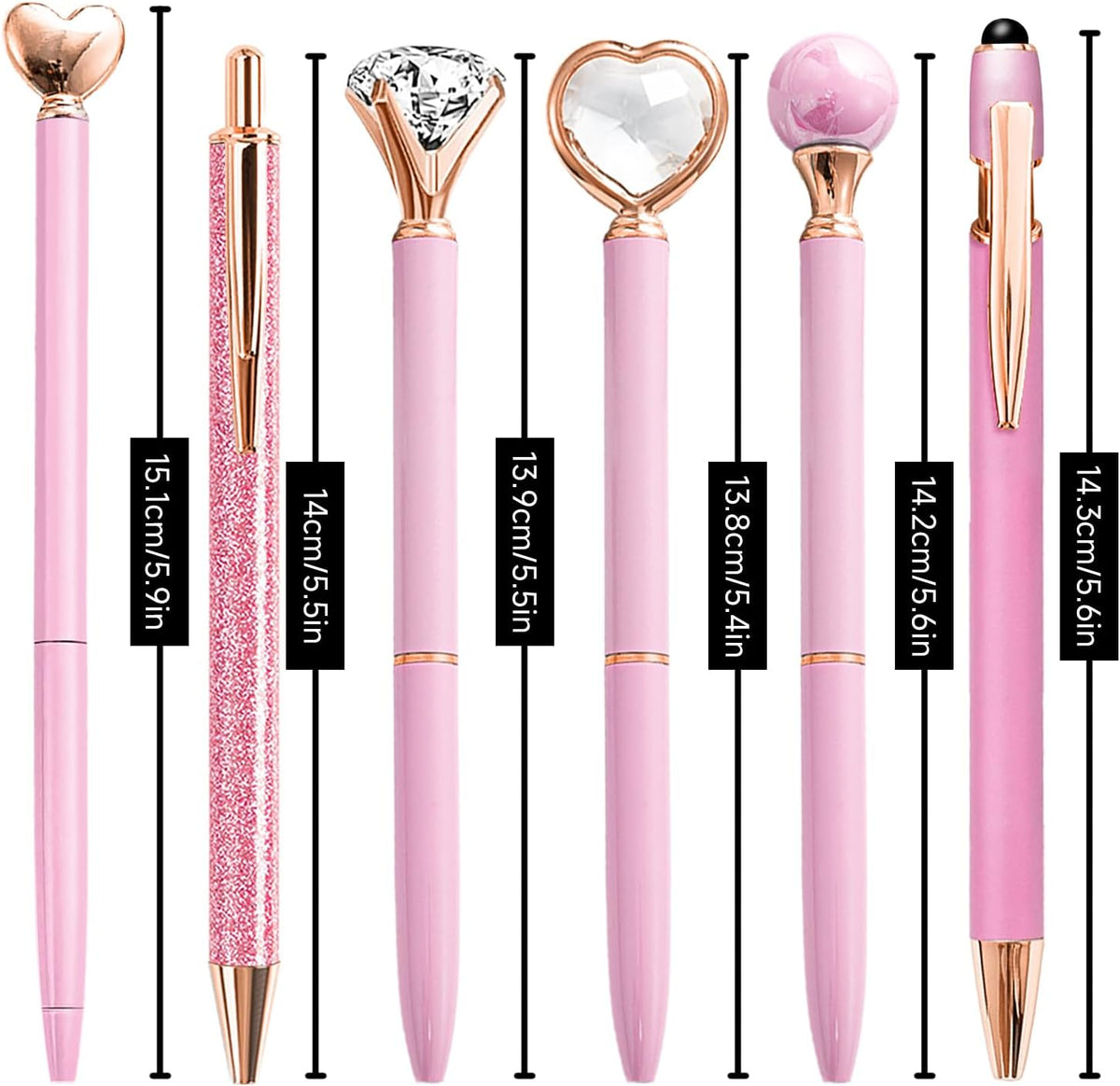 Pink Pens for Women, 6 Pcs Cute Pens Ballpoint Pen Bulk, 1.0mm Medium Point Black Ink, Office and School Supplies Fancy Nice Pen Gifts for Girls Nurse Teacher (Pink)