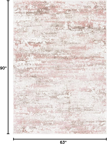 SAFAVIEH Meadow Collection Area Rug - 5'3" x 7'6", Beige & Pink, Modern Abstract Design, Non-Shedding & Easy Care, Ideal for High Traffic Areas in Living Room, Bedroom (MDW585B)