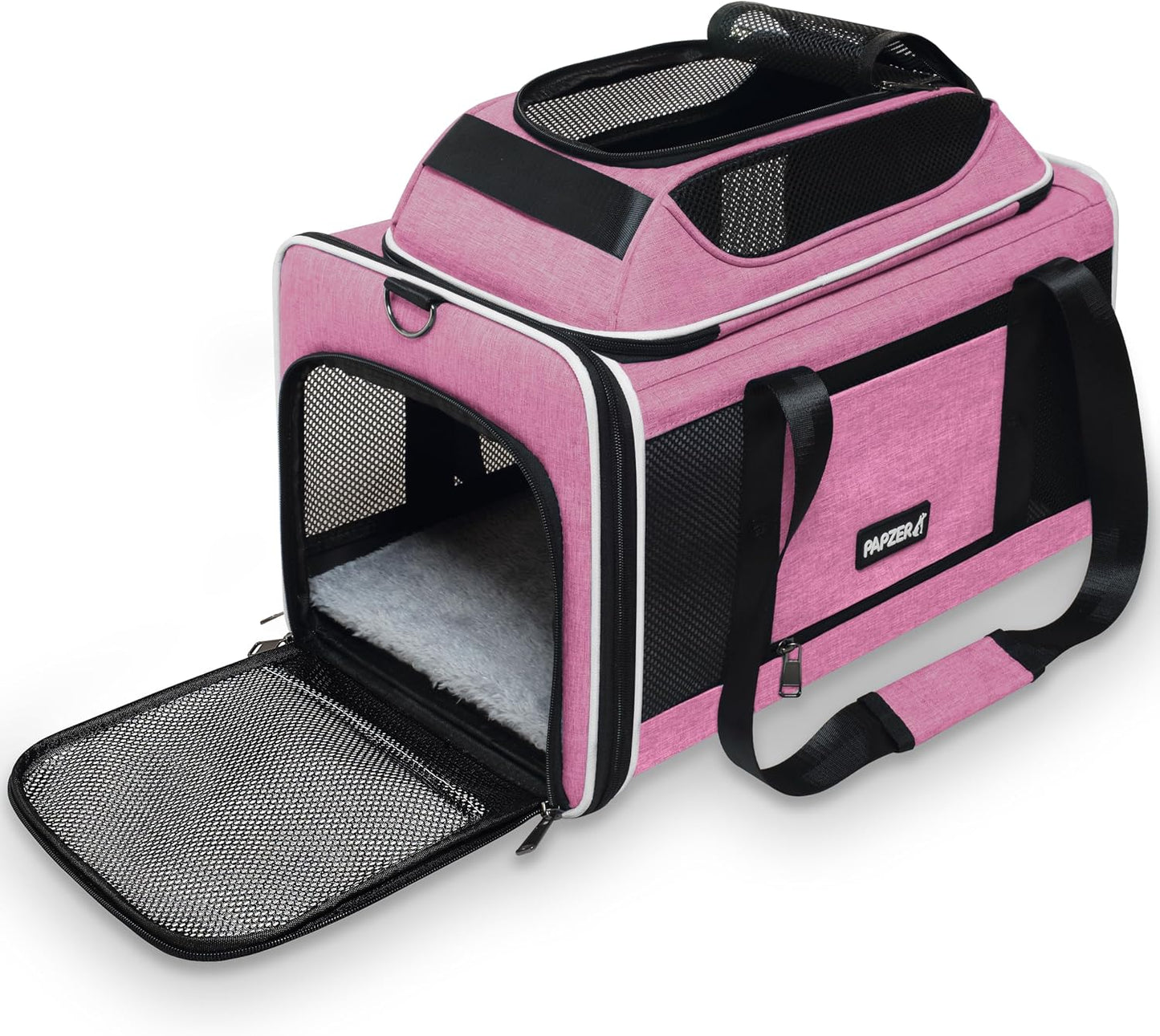 Top-Expandable Cat Carrier 18x11x11, United Delta American Airline Approved Dog Travel Carrier, Soft-Sided Pet Carry Bag Under-Seat in Cabin, Puppy Airplane Crate TSA Plane Kitten Cage Pink