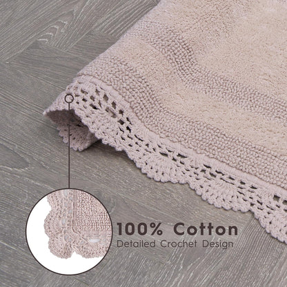 Laura Ashley Absorbent Bath Mat Reversible Crochet Soft and Plush Bathroom Mat 100% Cotton 24x40 Bath Rug, Blush Pink