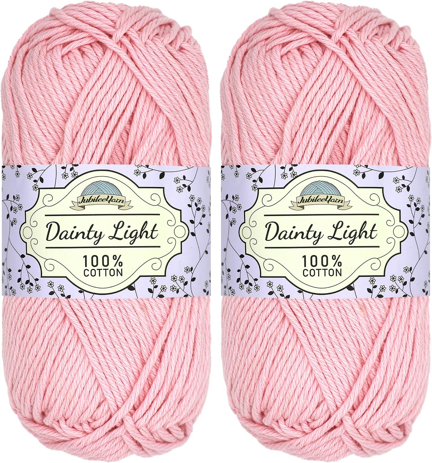 JubileeYarn Dainty Light Yarn - 100g/Skein Worsted Cotton - Primrose Pink - 2 Skeins