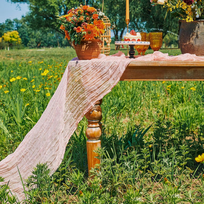 DOLOPL Pink Table Runner for Bridal Shower Decorations,10FT – Blush Pink Cheese Cloth Table Runner for Baby Shower, Wedding, Gender Reveal Party Decorations