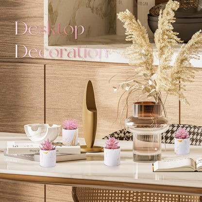 Der Rose Set of 4 Succulents Plants Artificial for Office Desk Accessories for Women Pink Home Decor
