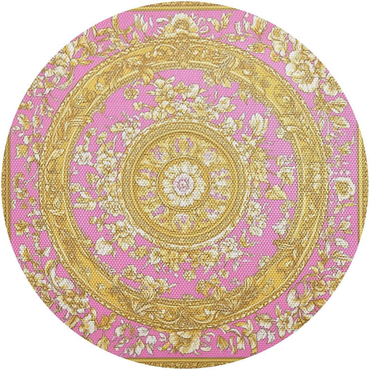 Retro Flower Pattern Gold and Peach Fabric placemats Round Reusable Chalkboard placemats placemat Washable Solid placemats for Dining Table Waterproof placemats for Kitchen Table 6 Place mats