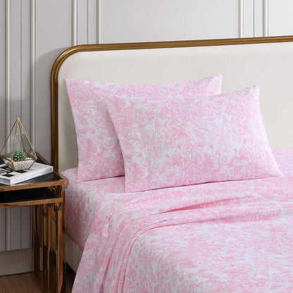Betsey Johnson - Twin XL Bed Sheets, Fade & Wrinkle Resistant Bedding Set with Matching Sham(s), Soft & Lightweight (Fairytale Floral Pink, Twin XL)
