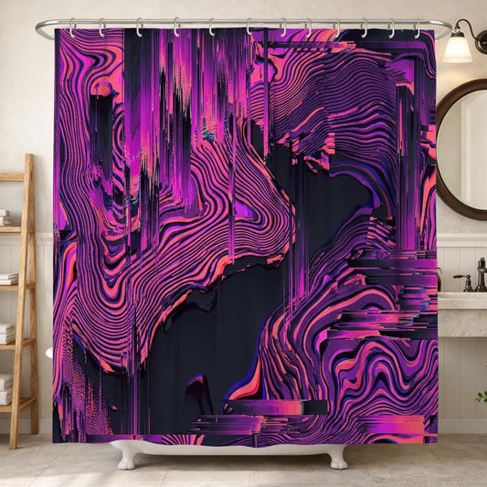 Swirls Shower Curtain, Modern Abstract Lines Gradient None Peach Waterproof Fabric Bathtub Cloth Curtains Decor for Bathroom Guest Room 62x72 Inch