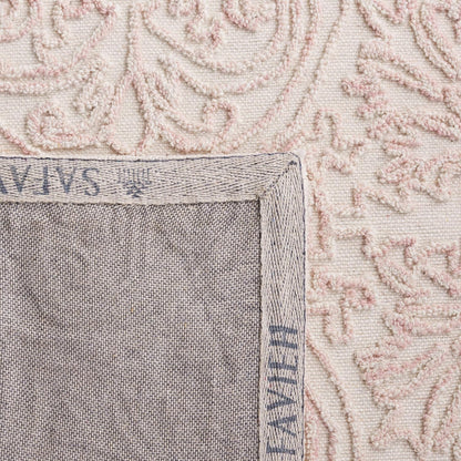 SAFAVIEH Trace Collection Area Rug - 5' x 8', Ivory & Pink, Handmade Wool, Ideal for High Traffic Areas in Living Room, Bedroom (TRC101U)