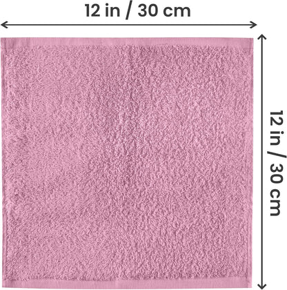 Utopia Towels 24 Pack Cotton Washcloths Set, 100% Ring Spun Cotton, Premium Quality Flannel Face Cloths, Highly Absorbent and Soft Feel Fingertip Towels, Dusty Pink