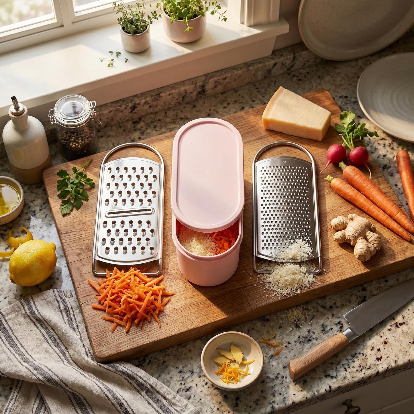 Jeffergarden Portable Cheese Grater Stainless Steel Box Grater with Storage Container for Easy Grating in Home Kitchen (Pink), #013, Jeffergardenox1nhivue3-13