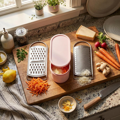 Jeffergarden Portable Cheese Grater Stainless Steel Box Grater with Storage Container for Easy Grating in Home Kitchen (Pink), #013, Jeffergardenox1nhivue3-13