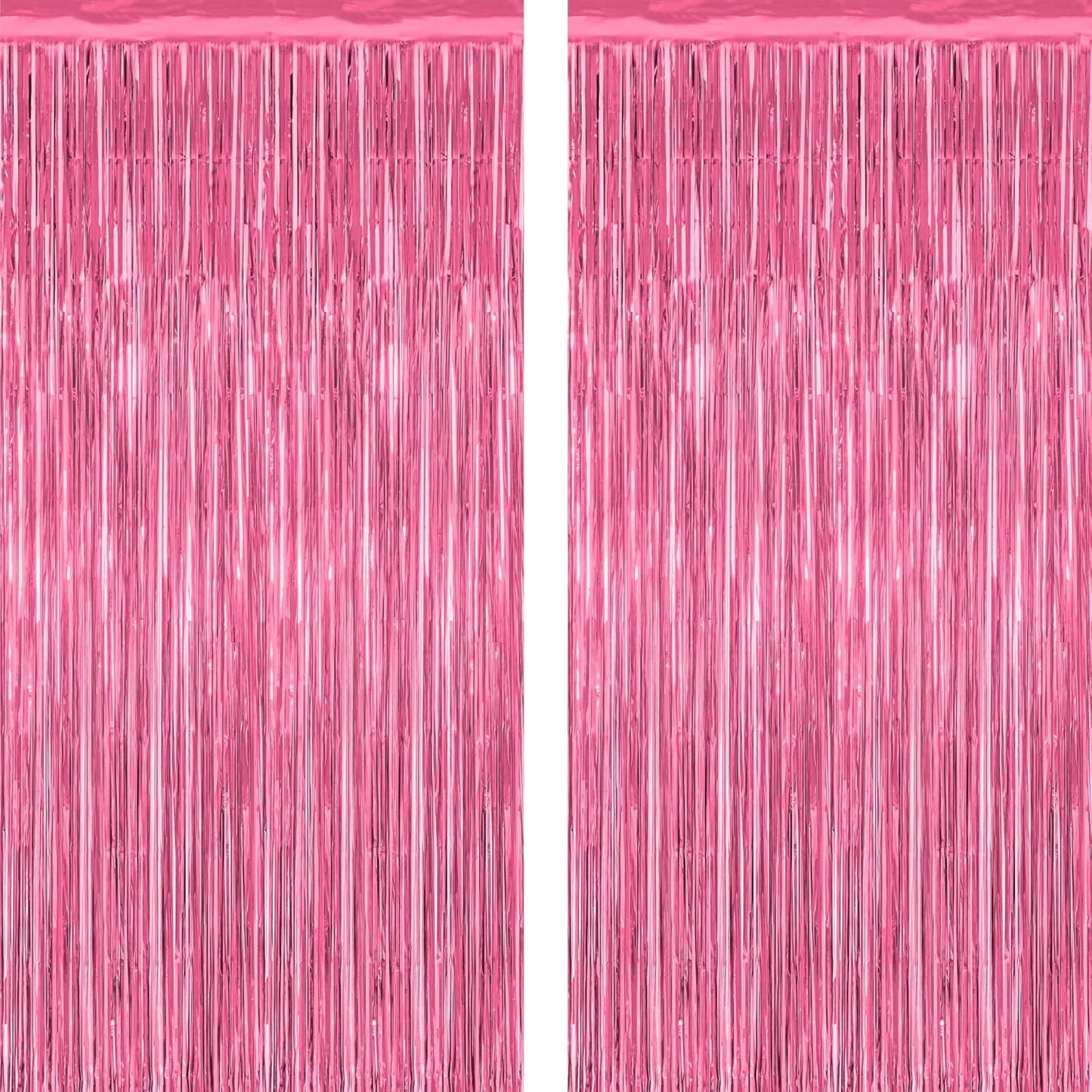 2 Pack Pink Party Decorations, 3.28 FT x 7.05 FT Pink Backdrop, Metallic Tinsel Backdrop Fringe Curtains Backdrop Curtains, Photo Backdrop Party Supplies Birthday Party Decorationsay Party Decorations