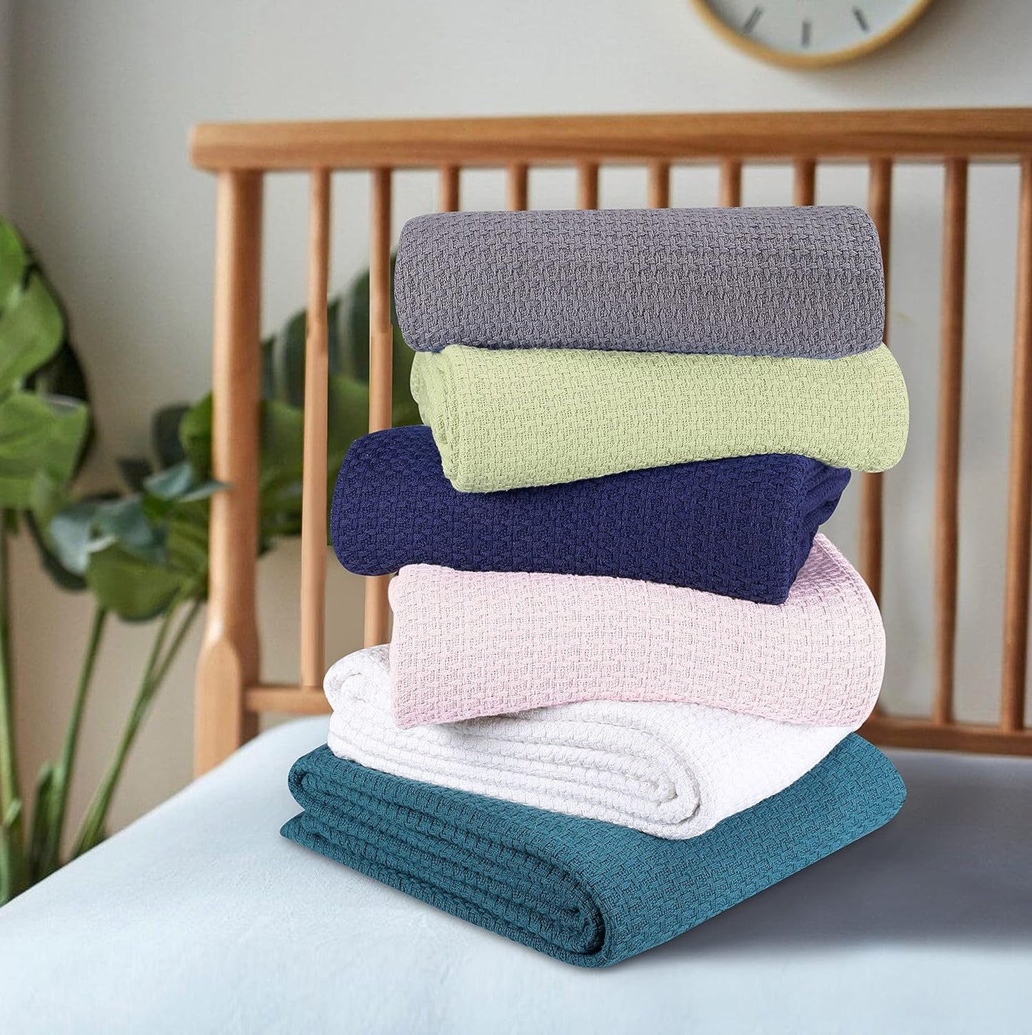 Belizzi Home 100% Cotton Bed Blanket, Breathable Bed Blanket Full Queen Size, Cotton Thermal Blankets Full Queen, Perfect for Layering Any Bed for All Season, Baby Pink