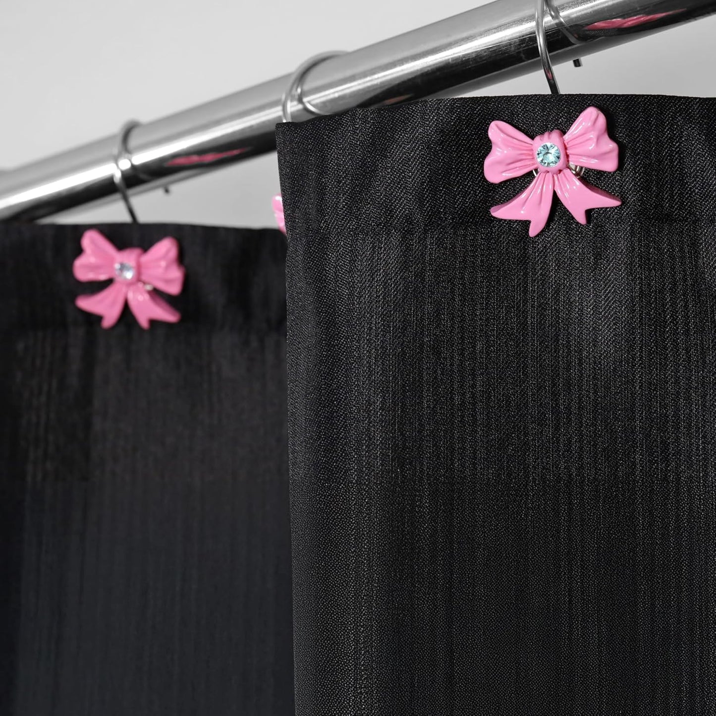 Pink Decorative Shower Curtain Hooks: 12 Pcs Cute Bow Knot Shaped Rustproof Stainless Steel Shower Curtain Rings for Holiday Bathroom Décor - Chic Coquette Bathroom Accessories & Gift Set for Girls