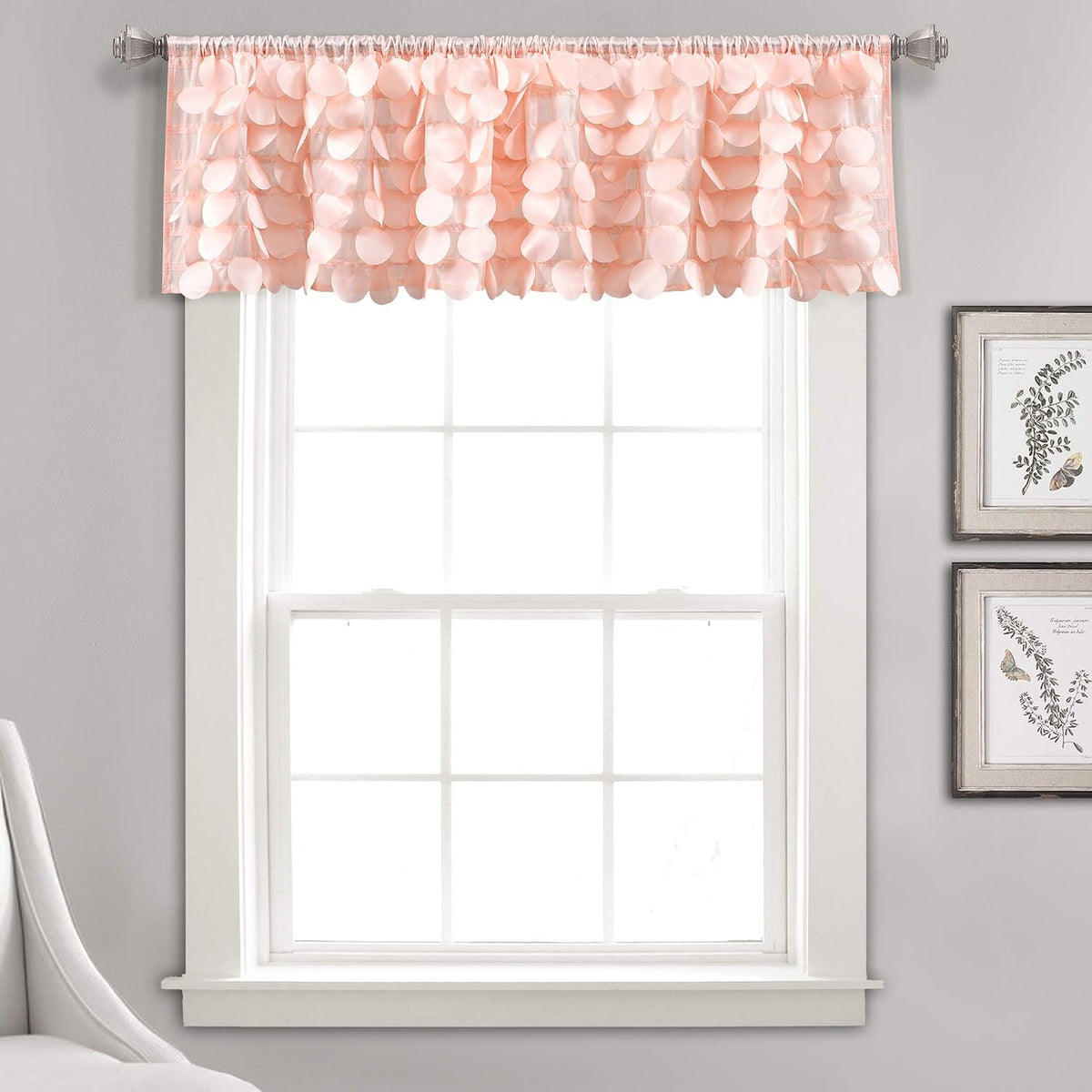Lush Décor, 14” x 70”, Blush Gigi Valance Textured Window Kitchen Curtain (Single), 16T004609