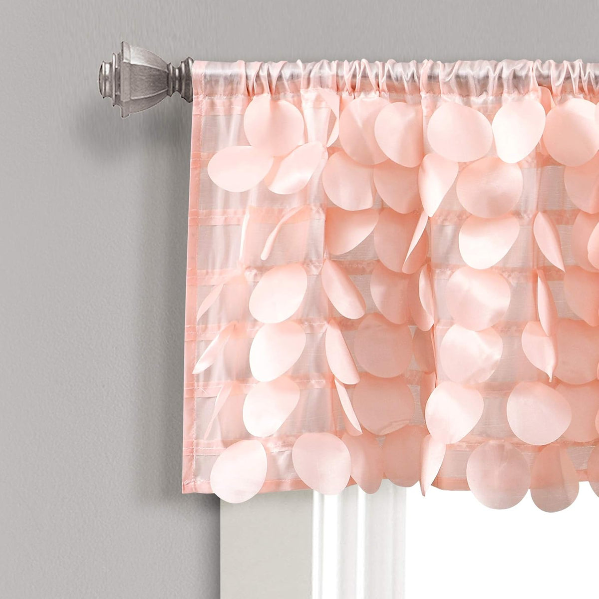 Lush Décor, 14” x 70”, Blush Gigi Valance Textured Window Kitchen Curtain (Single), 16T004609