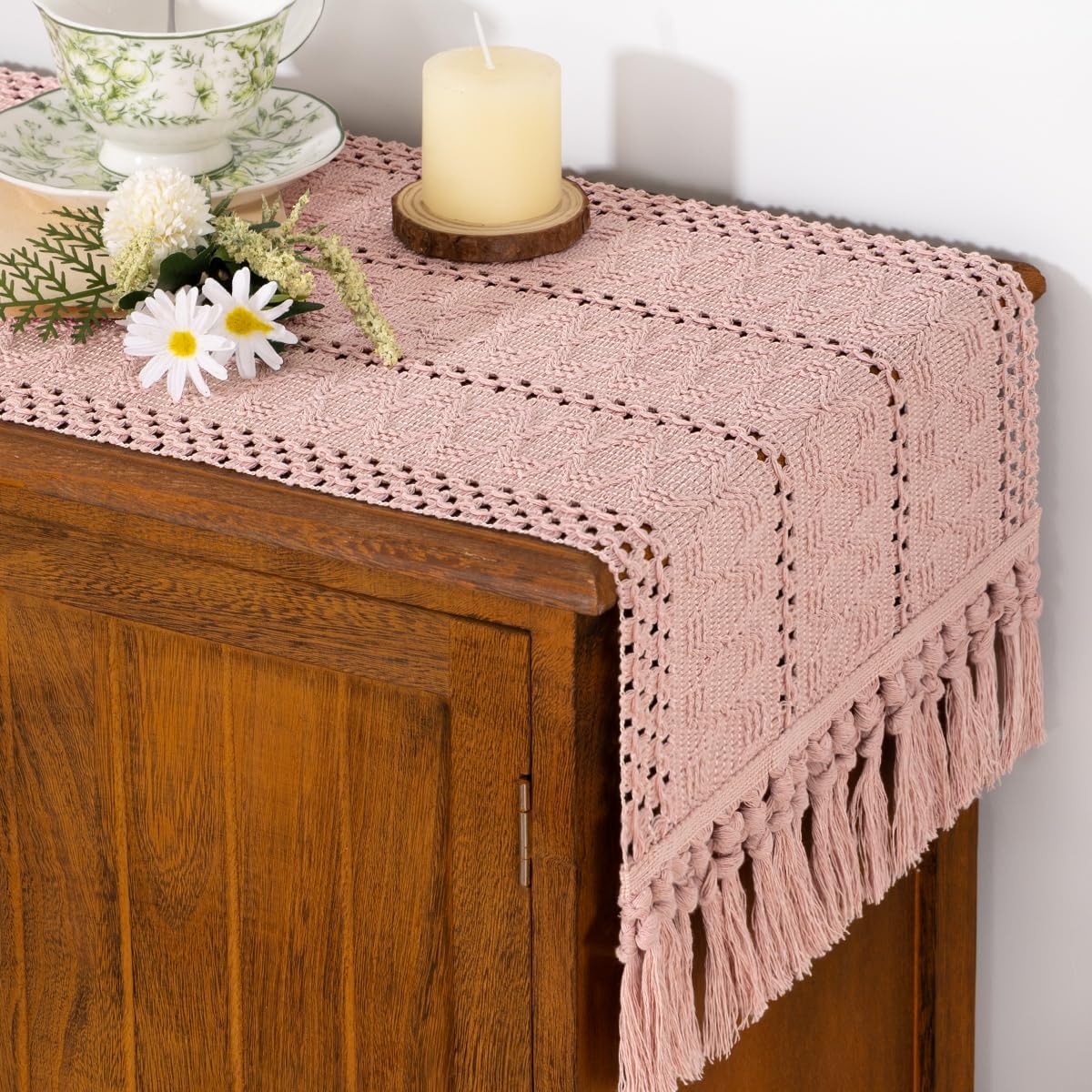 Boho Table Runner Fall Farmhouse Rustic Dining Dresser Scarf Home Decor