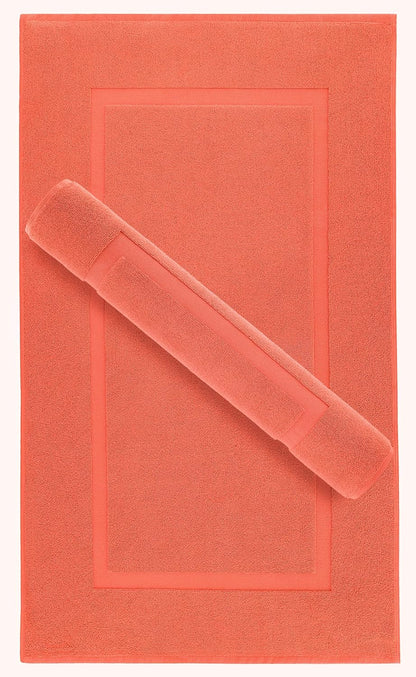 100% Cotton Bath Mats for Bathroom Floor Set of 2 Pack, 20x34 Soft Absorbent Washable Quick Dry Tub Bathmat, Coral