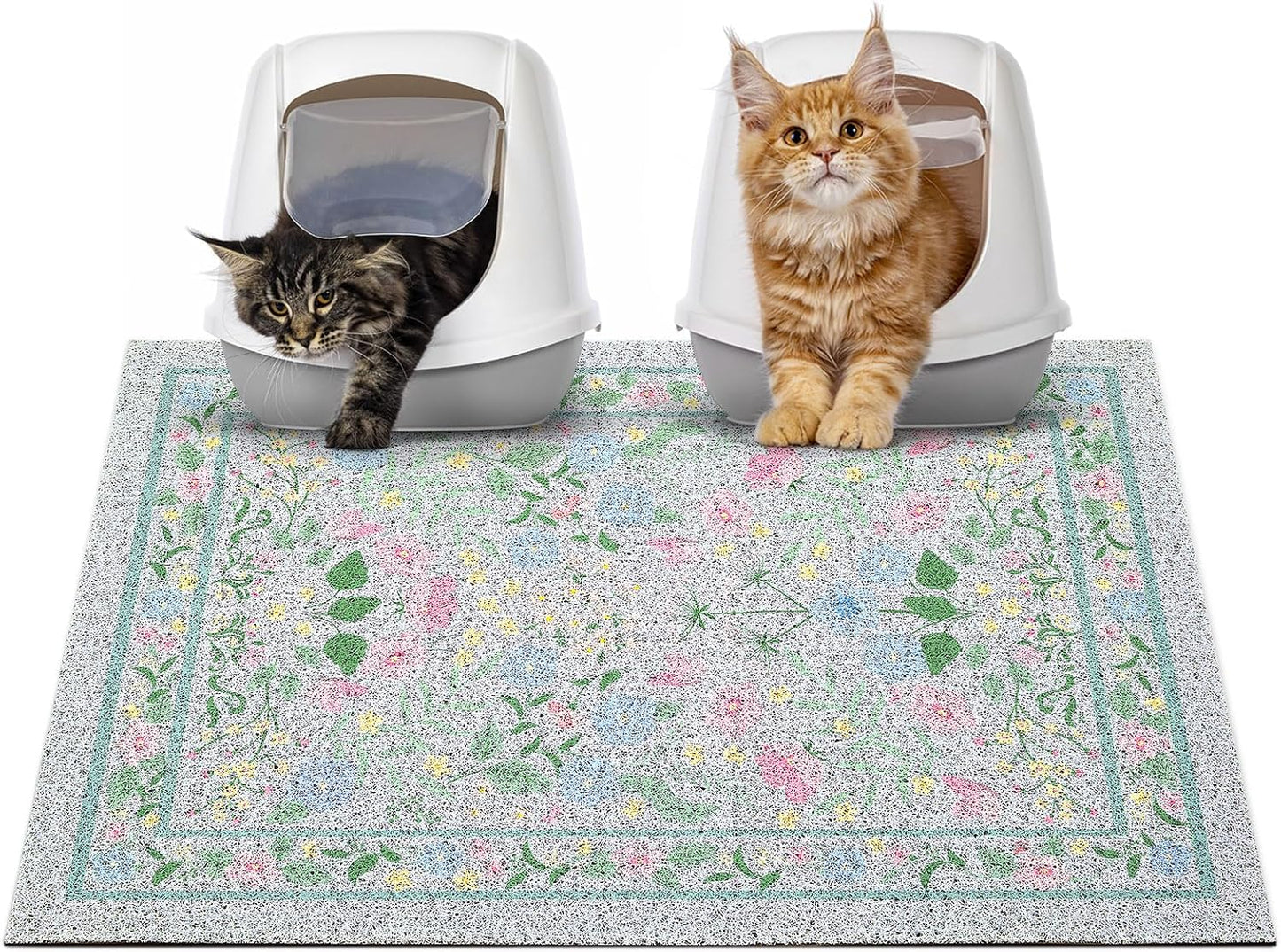 Glittme Cat Litter Mat with Non-Slip Bottom Litter Box Mat 33"X22" Litter Trapping Mat Easy to Clean Washable Cat Food Mat for Kitty,L