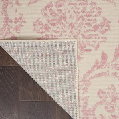 Nourison Home Jubilant Ivory Pink 6' x 9' Area Rug - Easy Clean, Non Shedding, Bed Room, Living Room, Dining Room, Kitchen (6' x 9')