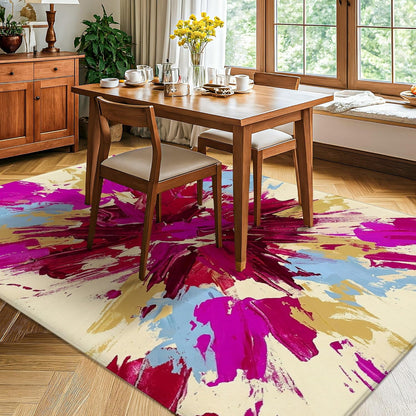 Explosion Area Rug, Modern Contemporary Brush Patterns Abstract None Peach Non-Slip Rectangle Floor Carpets Edge Binding Rugs for Living Room Bedroom Classroom College Dorm Decor 5' X 7'