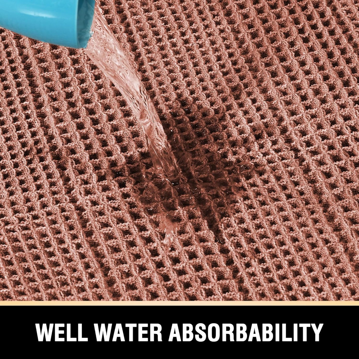 H.VERSAILTEX Upgraded Waffle Bath Mat Super Absorbent Non Slip Bath Rug Soft Pink 17" x 24"